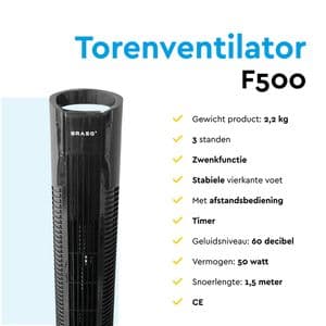Picture 5 of Torenventilator BRASQ F500 H79cm zwart