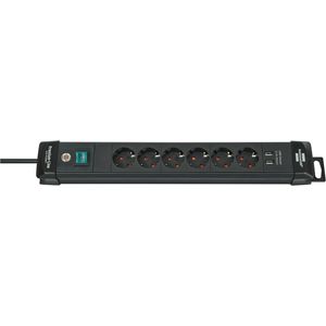 Picture 1 of Stekkerdoos Brennenstuhl Premium 6 voudig inclusief 2 USB 3 meter zwart