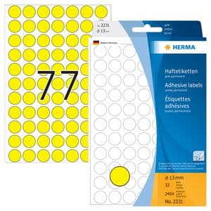 Picture 2 of Etiket HERMA 2231 rond 13mm geel 2464 stuks