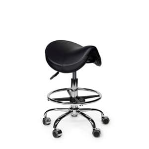 Picture 3 of Zadelkruk Office Premium laag met voetring harde wielen zw