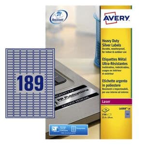 Picture 1 of Etiket Avery L6008-20 25.4x10mm zilver 3780 stuks