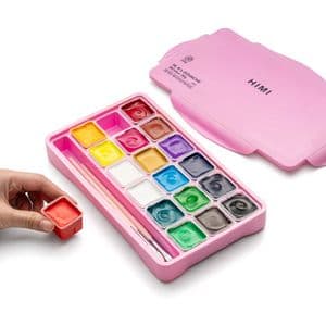 Picture 5 of Gouache HIMI 18 kleuren 30gr opbergbox roze