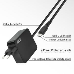 Picture 3 of Laptop Oplader ACT USB-C Power Delivery 65W 2mtr