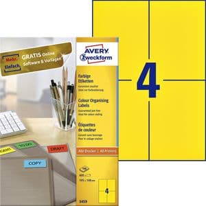 Picture 1 of Etiket Avery 3459 105x148mm A6 geel 400 stuks