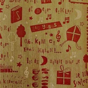 Picture 1 of Cadeaupapier sinterklaas 60cm x 125m 6206 bruin kraft 70gr / m2