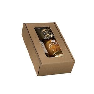 Picture 1 of Geschenkdoos met venster 2 fles bruin kraft