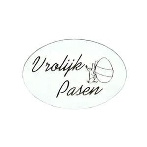 Picture 1 of Cadeau etiket ovaal wit opdruk vrolijk pasen bruin