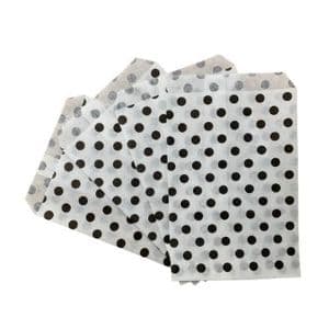 Picture 1 of Cadeauzakjes gebleekt kraft 10cm x 16cm wit zwarte stip 40gr / m2