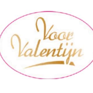 Picture 1 of Cadeau etiket ovaal 37mm x 25mm glans wit opdruk valentijn metallic goud