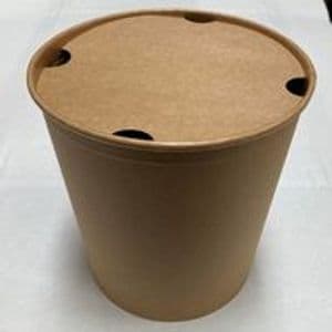 Picture 1 of Karton kraft snackbak bucket met deksel bruin 130 oz