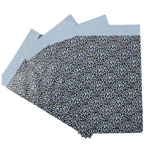 Picture 2 of Cadeauzakjes gecoat papier 12cm x 19cm wit/zwart/goud blaadjes 70gr / m2