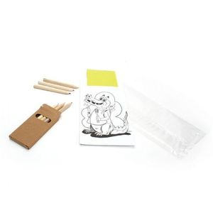 Picture 3 of Bestekzakje 8.5cm 20cm wit kleurplaat met servet en potloden