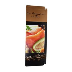 Picture 1 of Zalmdoos 22.5cm x 7.8cm x 6.2cm goud/zwart een delicatesse uit zee