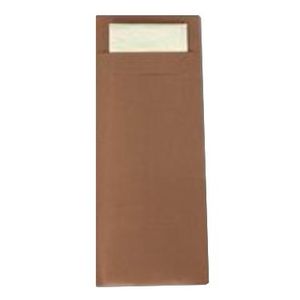 Picture 1 of Bestekzakje 8.5cm 20cm bruin paper2paper met roze servet