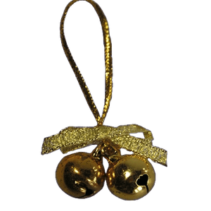 Picture 1 of Kerstbelletjes met strikje 10mm goud met koordje