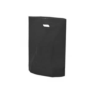 Picture 1 of Plastic draagtas gestanst handvat 37cm x 44cm zwart onbedrukt ldpe 50µm