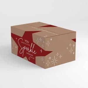 Picture 1 of Pakketdoos C 390mm x 290mm x 232mm kraft rood sparkle