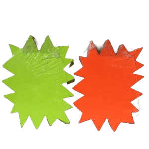 Picture 1 of Prijskaart fluor geel en oranje 16cm x 12cm ster