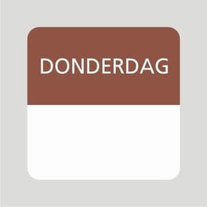 Picture 1 of Voedsel etiket 25x25 mm wit permanent (diepvries) opdruk donderdag bruin