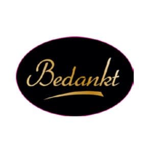 Picture 1 of Cadeau etiket ovaal 37x25 mm mat zwart opdruk bedankt goud metallic