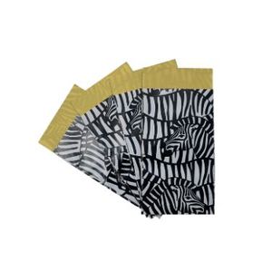 Picture 1 of Cadeauzakjes gestreken kraft 7cm x 13cm wit/zwart/geel zebra's 80gr / m2