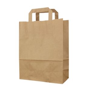 Picture 1 of Draagtas papier 32cm x 16cm x 44cm bruin onbedrukt effen bruin 70gr / m2