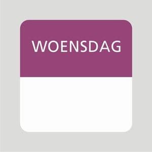 Picture 1 of Voedsel etiket 25x25 mm wit permanent (diepvries) opdruk woensdag paars
