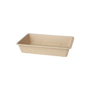 Picture 1 of Menubak 23cm x 15.5cm x 4.6cm 1200ml 1vaks bruin bagasse/suikerriet