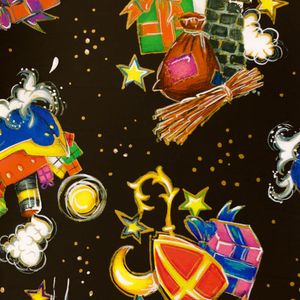 Picture 1 of Cadeaupapier sinterklaas 50cm x 200m 692524 gecoat papier 80gr / m2