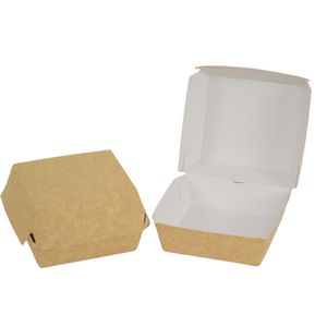 Picture 1 of karton snackbak Hamburger bak bruin p2p 11.5x11.5x8 cm