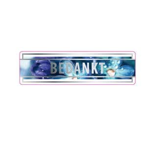 Picture 1 of Cadeau etiket rechthoek blauw opdruk bedankt zilver