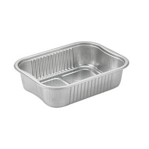 Picture 1 of Aluminium bakjes rechthoekig 17.8cm x 13.6cm x 4.5cm 1vaks 725ml zilver