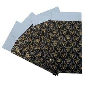 Picture 2 of Cadeauzakjes gemetaliseerd papier 7cm x 13cm zwart/goud streep 74gr / m2