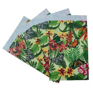 Picture 2 of Cadeauzakjes gestreken kraft 12cm x 19cm groen/geel bloemen 80gr / m2