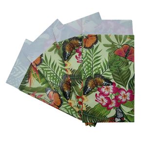 Picture 2 of Cadeauzakjes gecoat papier 7cm x 13cm groen/geel bloemen 80gr / m2