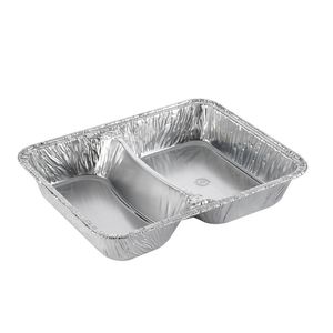 Picture 1 of Aluminium bakjes rechthoekig 22.7cm x 17.8cm x 3.9cm 2vaks 1140ml zilver