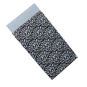 Picture 1 of Cadeauzakjes gecoat papier 7cm x 13cm wit/zwart/goud blaadjes 70gr / m2