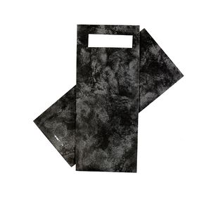 Picture 1 of Bestekzakje 8.5cm 20cm zwart marble met servet wit