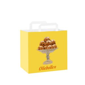 Picture 1 of Draagtas papier 26cm x 17cm x 26cm wit Oliebollen gebleekt kraft 70gr / m2