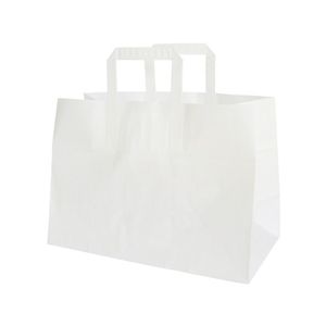 Picture 1 of Draagtas papier 32cm x 17cm x 25cm wit onbedrukt gebleekt kraft 70gr / m2