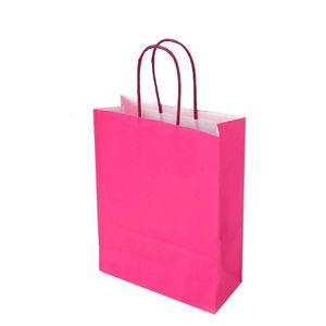 Picture 1 of Draagtas papier 32cm x 12cm x 41cm fuchsia onbedrukt gebleekt kraft 100gr / m2