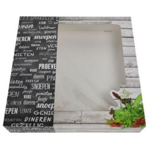 Picture 1 of Fonduedoos met venster 28cm x 28cm x 6cm grijs/zwart crystal