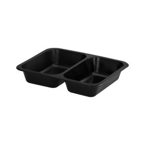 Picture 1 of Menubak 22.7cm x 17.8cm x 5cm 650/560ml 2vaks zwart pp