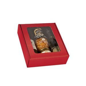 Picture 1 of Geschenkdoos met venster 3 fles rood kraft