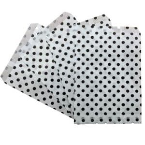 Picture 1 of Cadeauzakjes gebleekt kraft 21cm x 30cm wit zwarte stip 40gr / m2