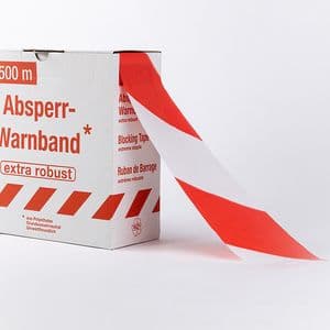 Picture 1 of Afzetlint rood wit 8 cm x 500 mtr. 30 my