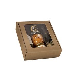 Picture 1 of Geschenkdoos met venster 3 fles bruin kraft