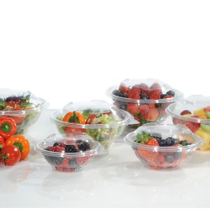 Picture 1 of Cups met deksels rond 16cm x 7.5cm 1000ml pet transparant