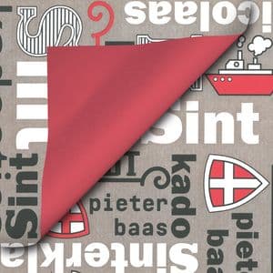 Picture 1 of Cadeaupapier sinterklaas 50cm x 125m 014 gebleekt kraft 70gr / m2