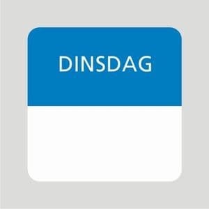 Picture 1 of Voedsel etiket 25x25 mm wit permanent (diepvries) opdruk dinsdag blauw
